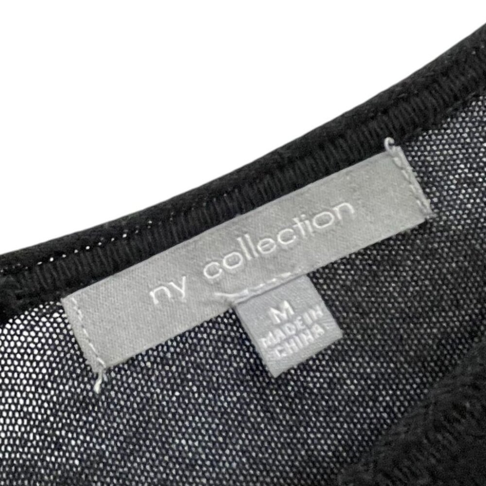 NY Collection Womens Multi-Color Striped Black Handkerchief Hem Tunic Top Size M - Picture 4 of 7